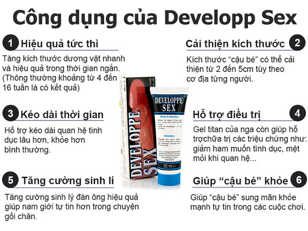 Kem Developpe Sex tăng kích thước dương vật hiệu quả an toàn nhanh
