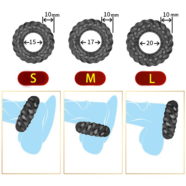 Vòng đeo chống xuất tinh sớm Manmiao bộ 3 màu đen hiệu quả