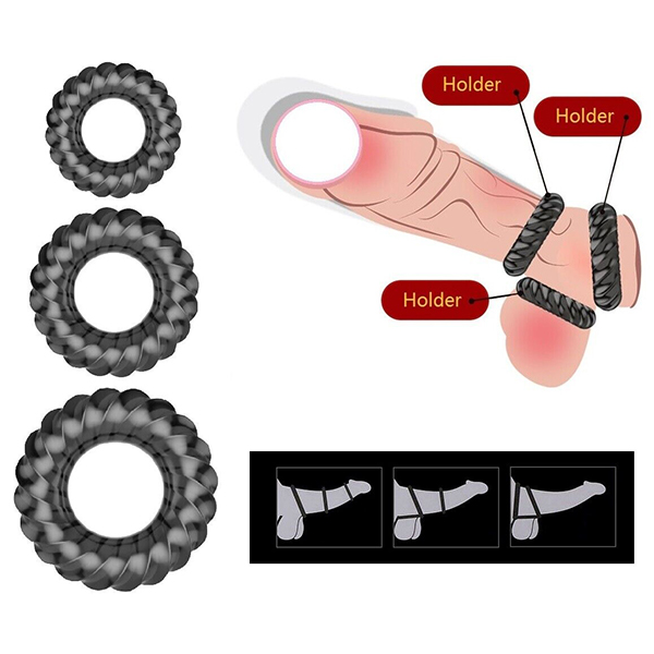 Vòng đeo chống xuất tinh sớm Manmiao bộ 3 màu đen hiệu quả