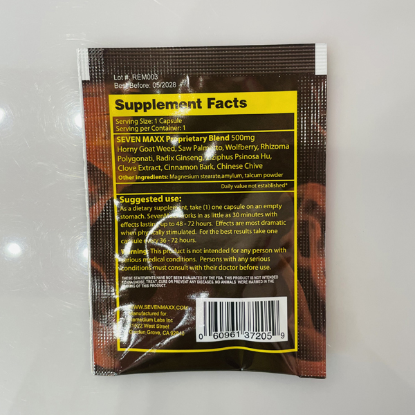 Seven Maxx Mỹ viên 1 gói thuốc cường dương tăng cường sức mạnh Seven Maxx Mỹ viên 1 gói thuốc cường dương tăng cường sức mạnh