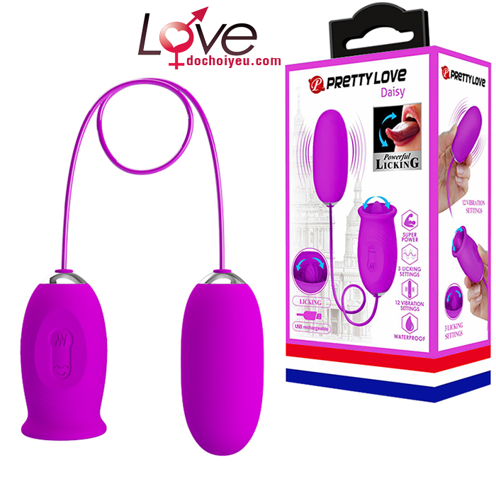 Trứng rung liếm 2 đầu PrettyLove Daisy silicon an toàn kích thích