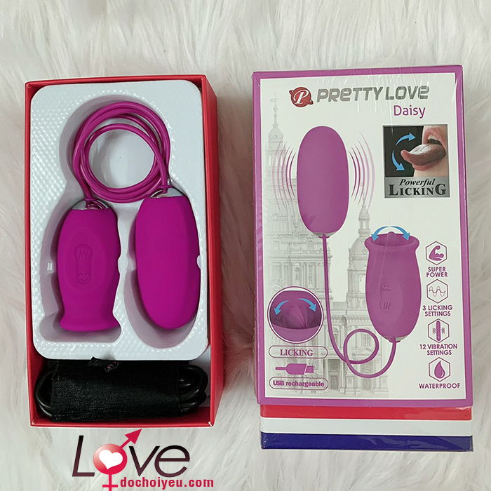 Trứng rung liếm 2 đầu PrettyLove Daisy silicon an toàn kích thích