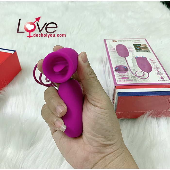 Trứng rung liếm 2 đầu PrettyLove Daisy silicon an toàn kích thích