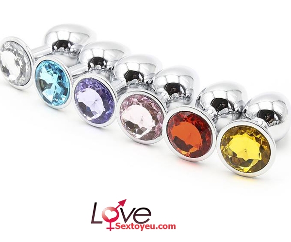 Phích inox dế tròn gắn đá nhiều màu phong cách quyến rũ