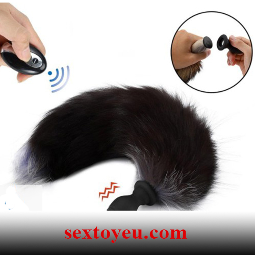 Đuôi cáo gắn phích silicon rung điều khiển xa kích thích cảm xúc