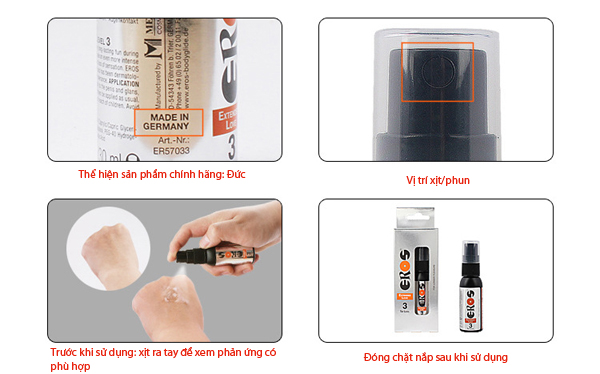 Chai xịt Eros 3 Top Level Đức tăng cường sinh lực lâu dài