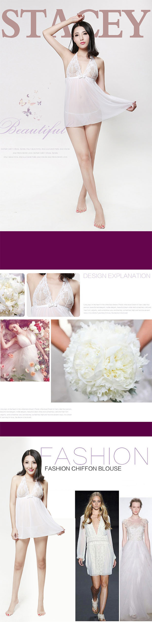 Váy Ngủ Voan Trắng Gợi Cảm Nhẹ Nhàng Quyến Rũ Mua Ngay