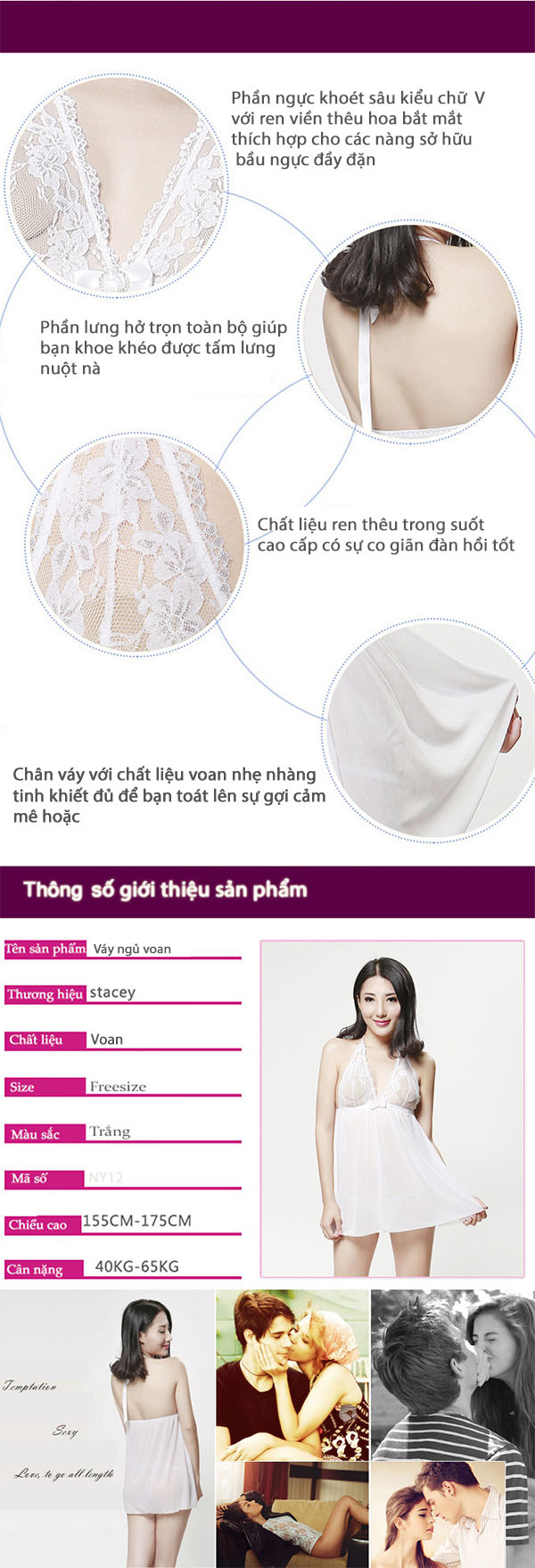 Váy Ngủ Voan Trắng Gợi Cảm Nhẹ Nhàng Quyến Rũ Mua Ngay