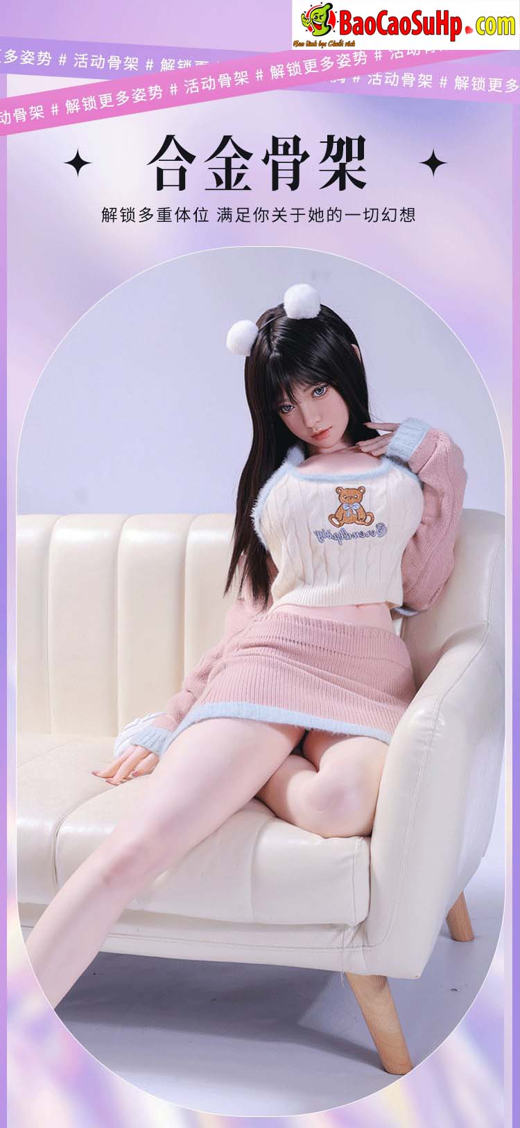 Búp bê tình dục Makaira 1m58 đầu silicone thân Yoga mềm mại chân thật