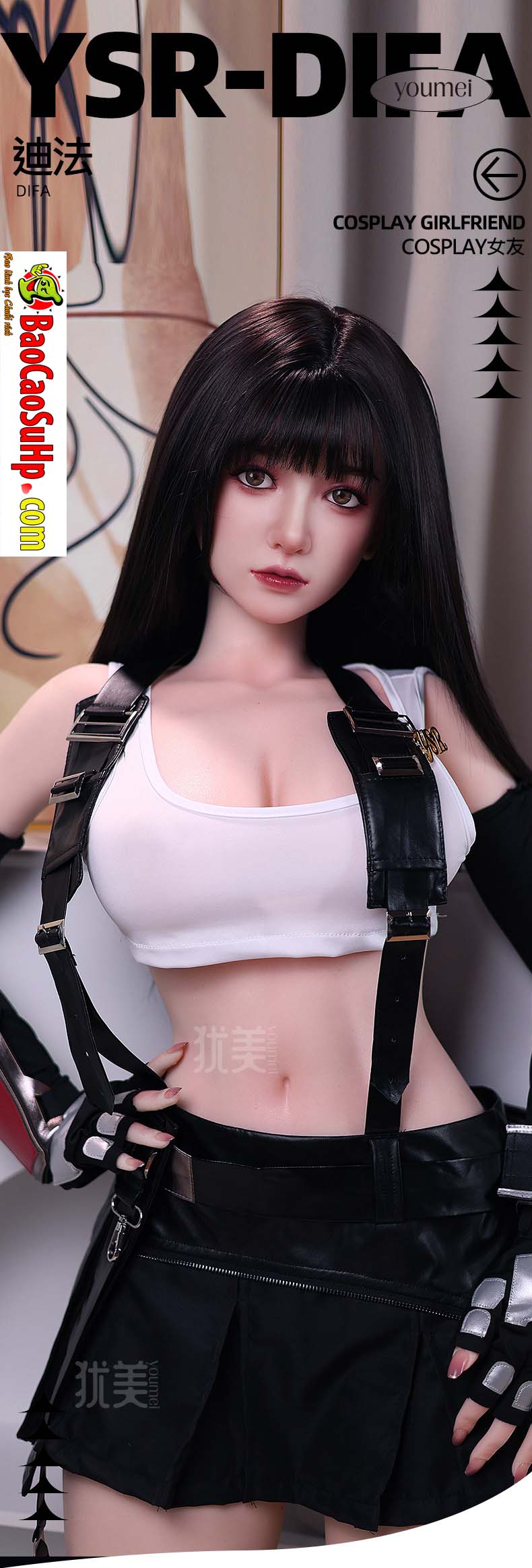  Review Búp bê tình dục Full Yuna Tidus cô gái trẻ tóc đen Cosplay 1m58 Silicone chính hãng