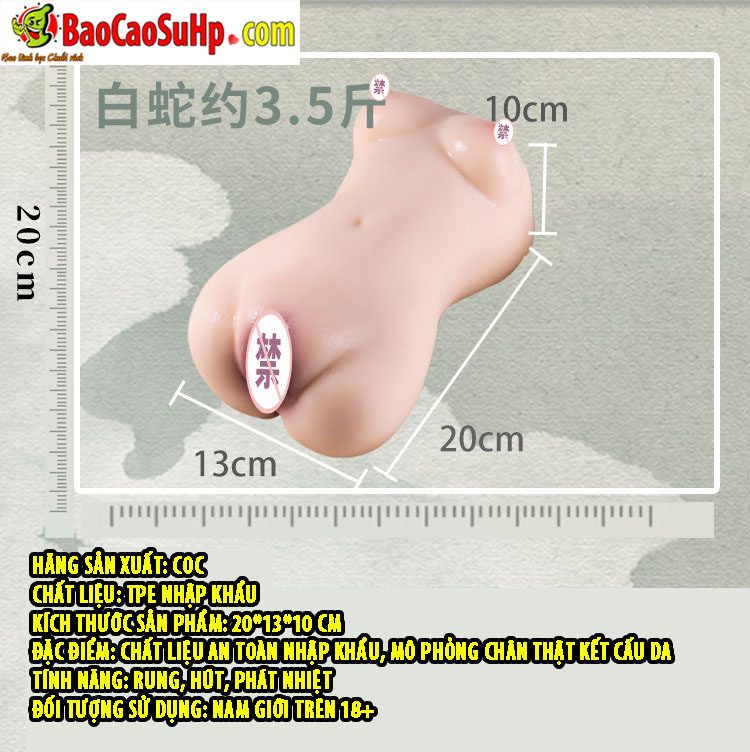 Búp bê bán thân nguyên khối mềm mại 1.5kg rung hút COC Tinus