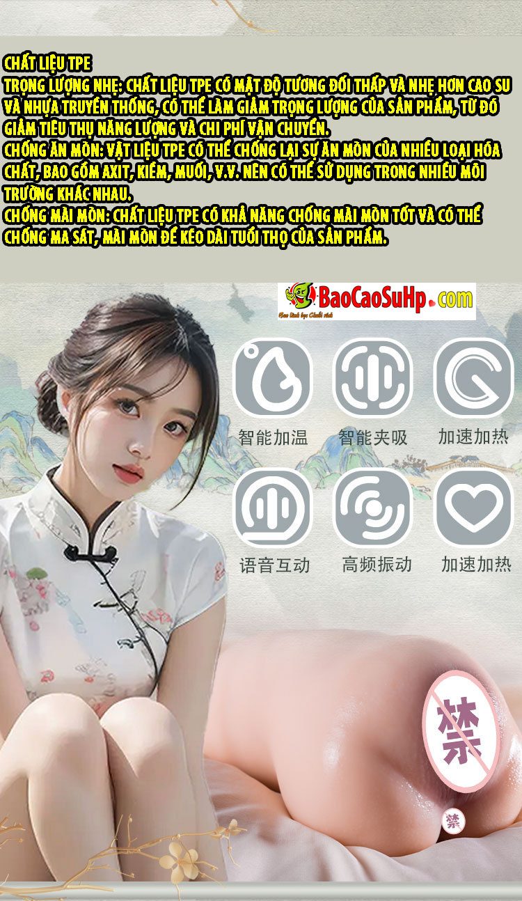 Búp bê bán thân nguyên khối mềm mại 1.5kg rung hút COC Tinus