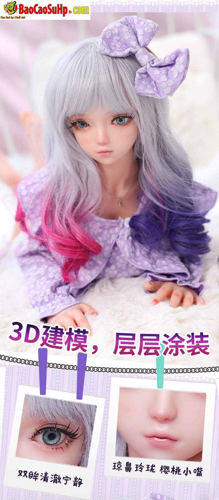 Búp bê tình dục anime váy tím 80cm Nhã Lâm chân thực siêu mượt
