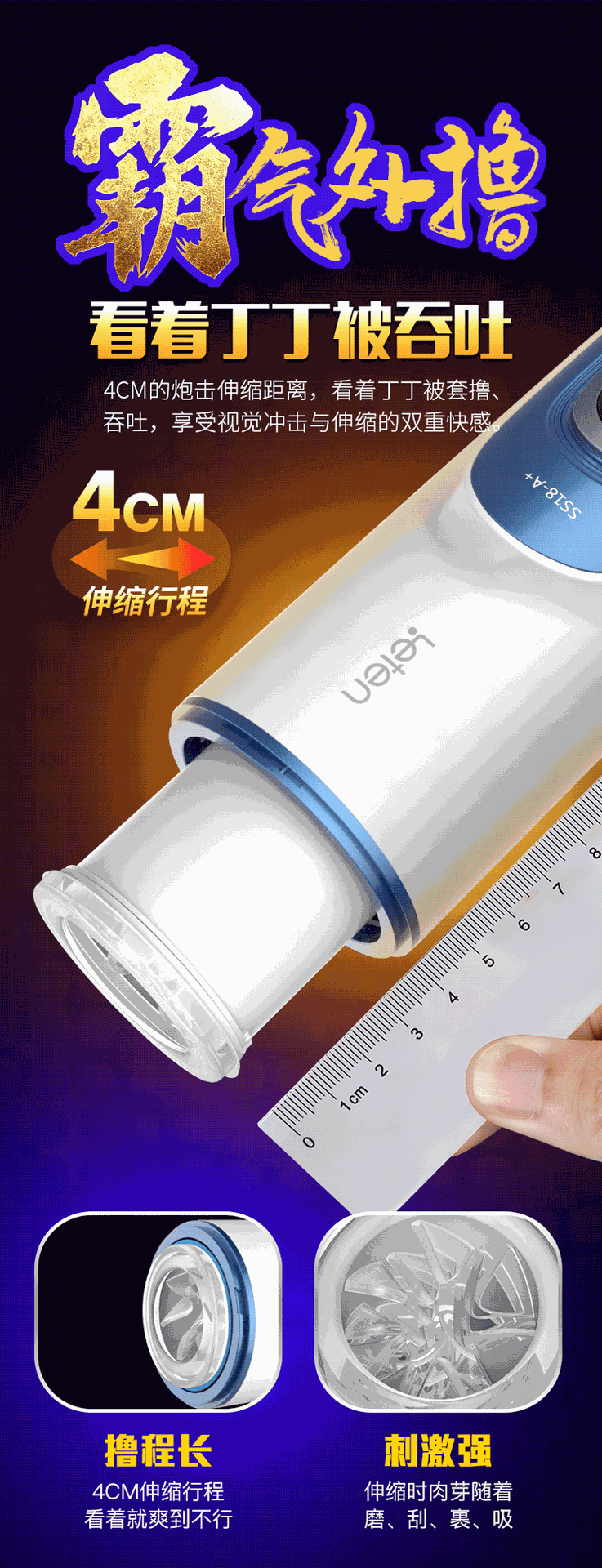 Cốc thủ dâm Leten Telescopic Cannon thụt giật mạnh cực sướng