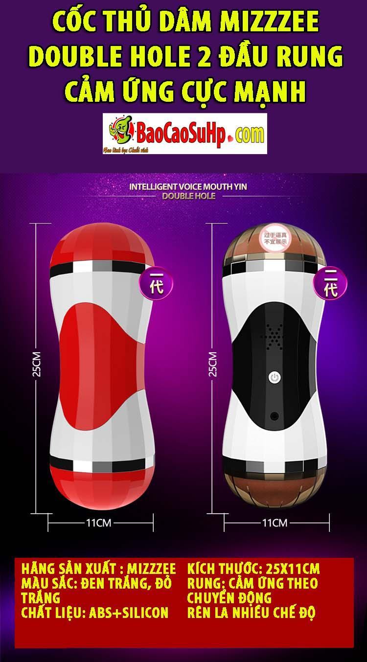 Cốc thủ dâm 2 đầu rung Mizzzee Double hole siêu mạnh kích thích