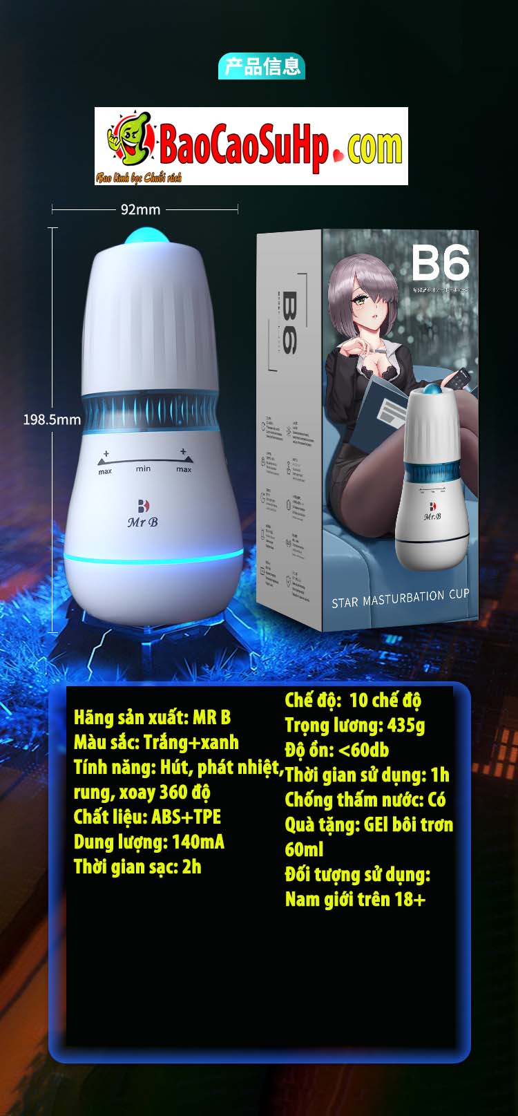 Cốc thủ dâm Mr B Ouyasi rung hút nhiệt nhỏ gọn tiện lợi