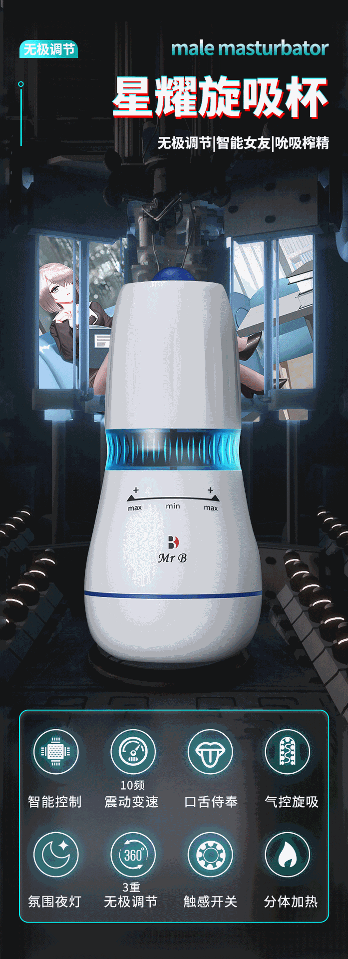 Cốc thủ dâm Mr B Ouyasi rung hút nhiệt nhỏ gọn tiện lợi