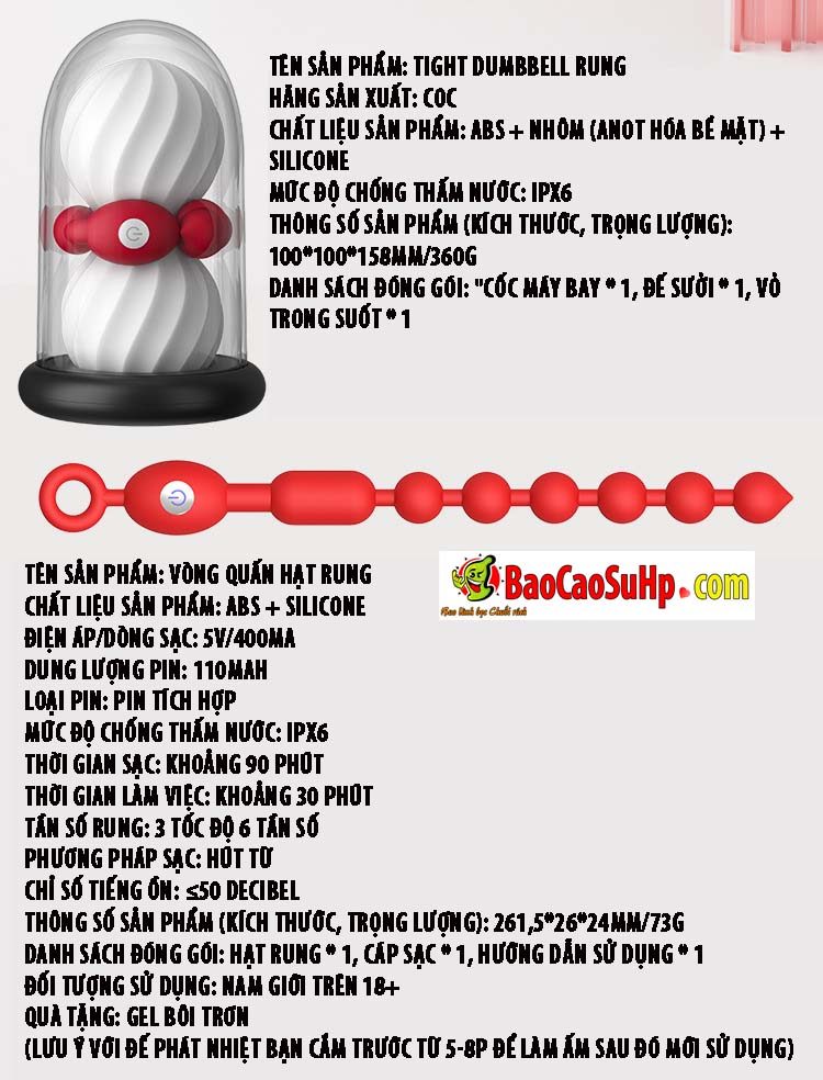 Cốc thủ dâm nam rung siết chặt COC Tight Dumbbell kích thích