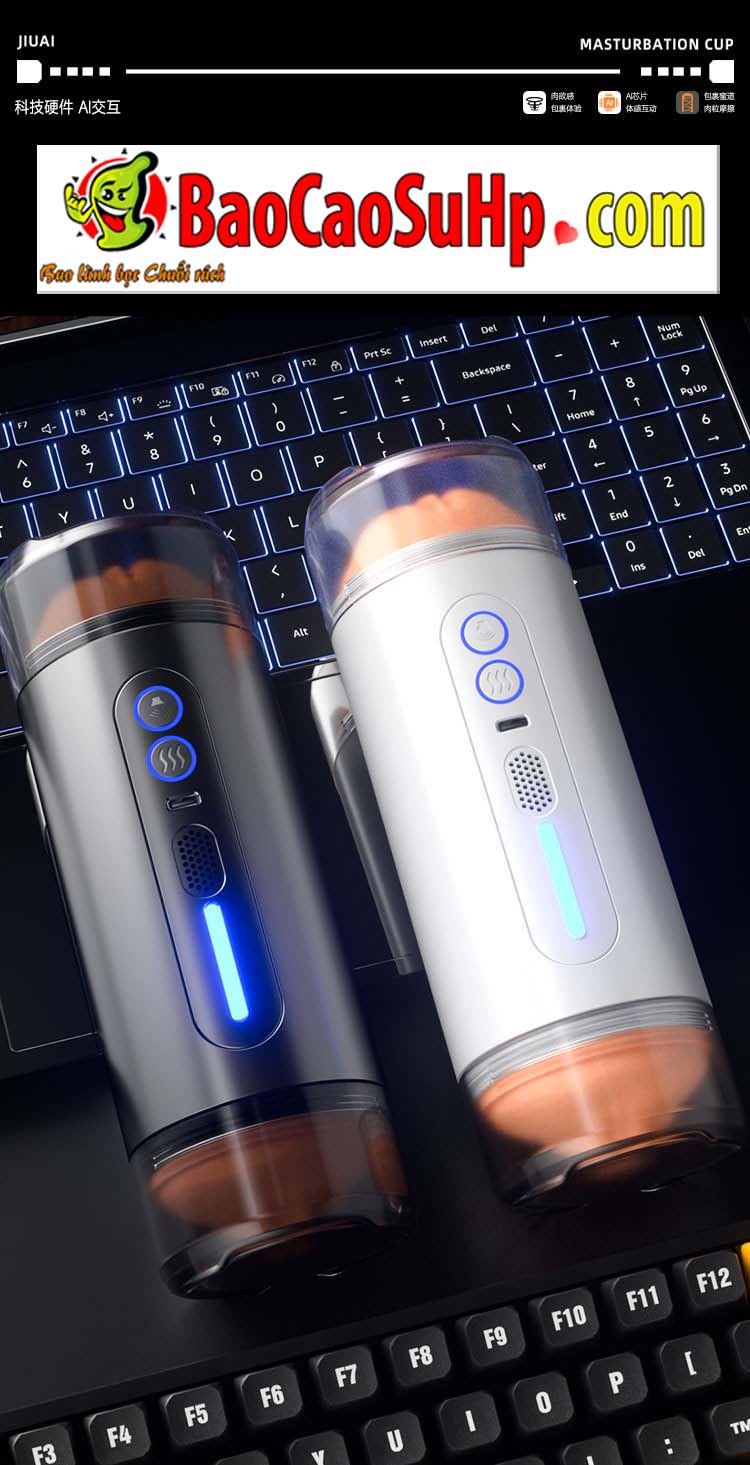 Cốc thủ dâm 2 đầu Jiuai Kelsey rung mạnh bóp khít cực phê