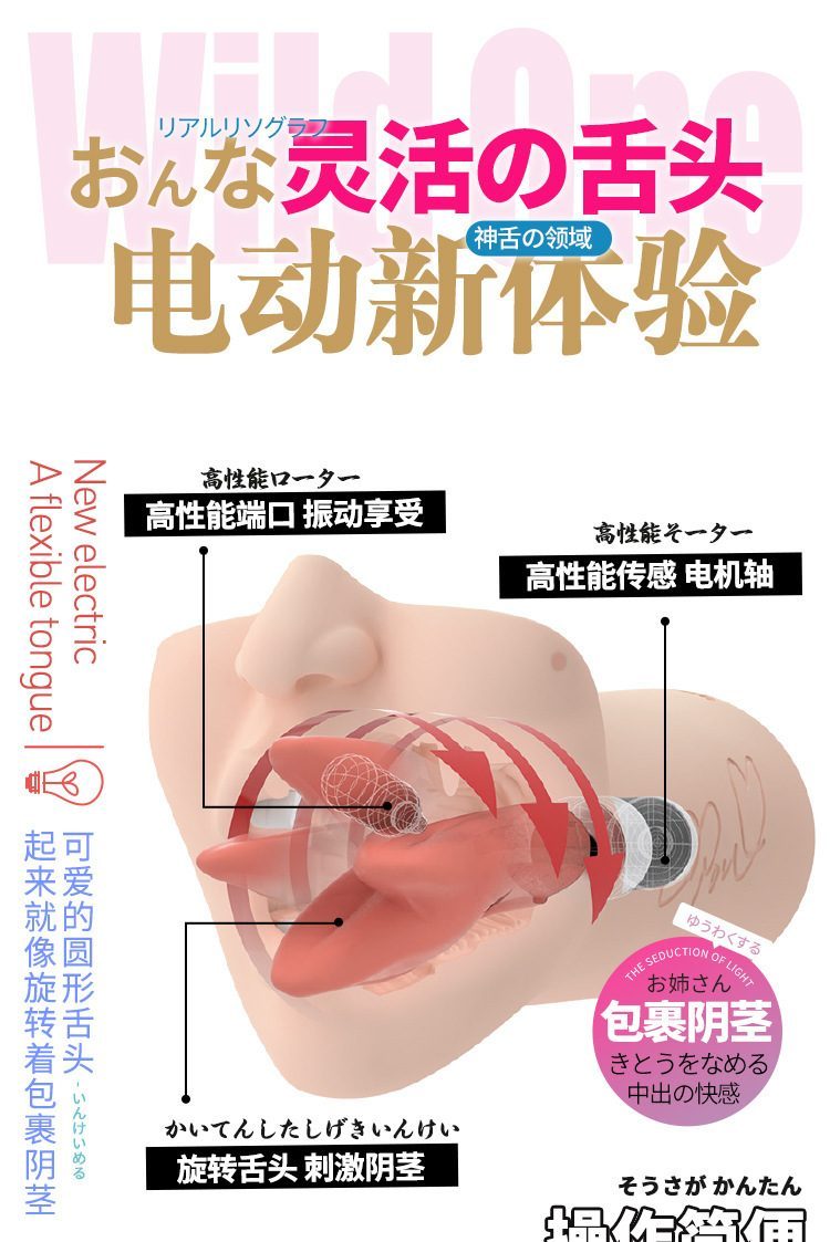 Miệng giả xoay ngoáy Bj 3D Nhật Bản WildOne siêu thực, cực phê