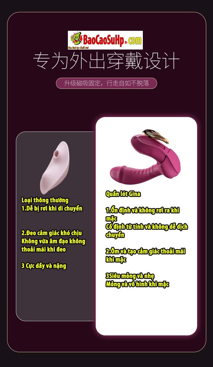 Trứng Rung Gina Đỏ Điều Khiển Từ Xa Kích Thích Quần Lót