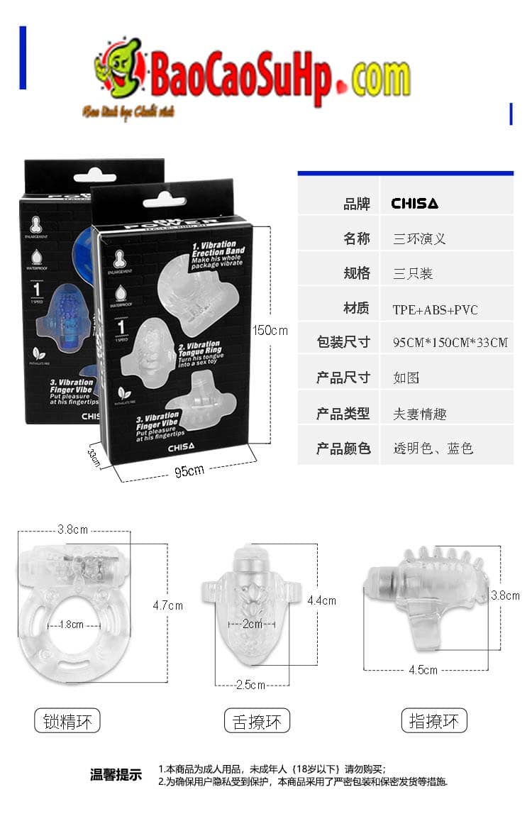 Bộ 3 vòng rung Chisa kích thích cực mạnh mở màn quyến rũ