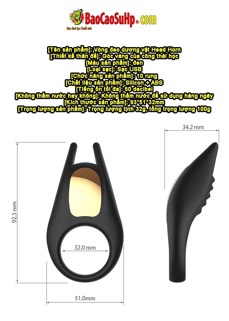 Vòng đeo dương vật Head Horn rung mạnh đa năng kích thích