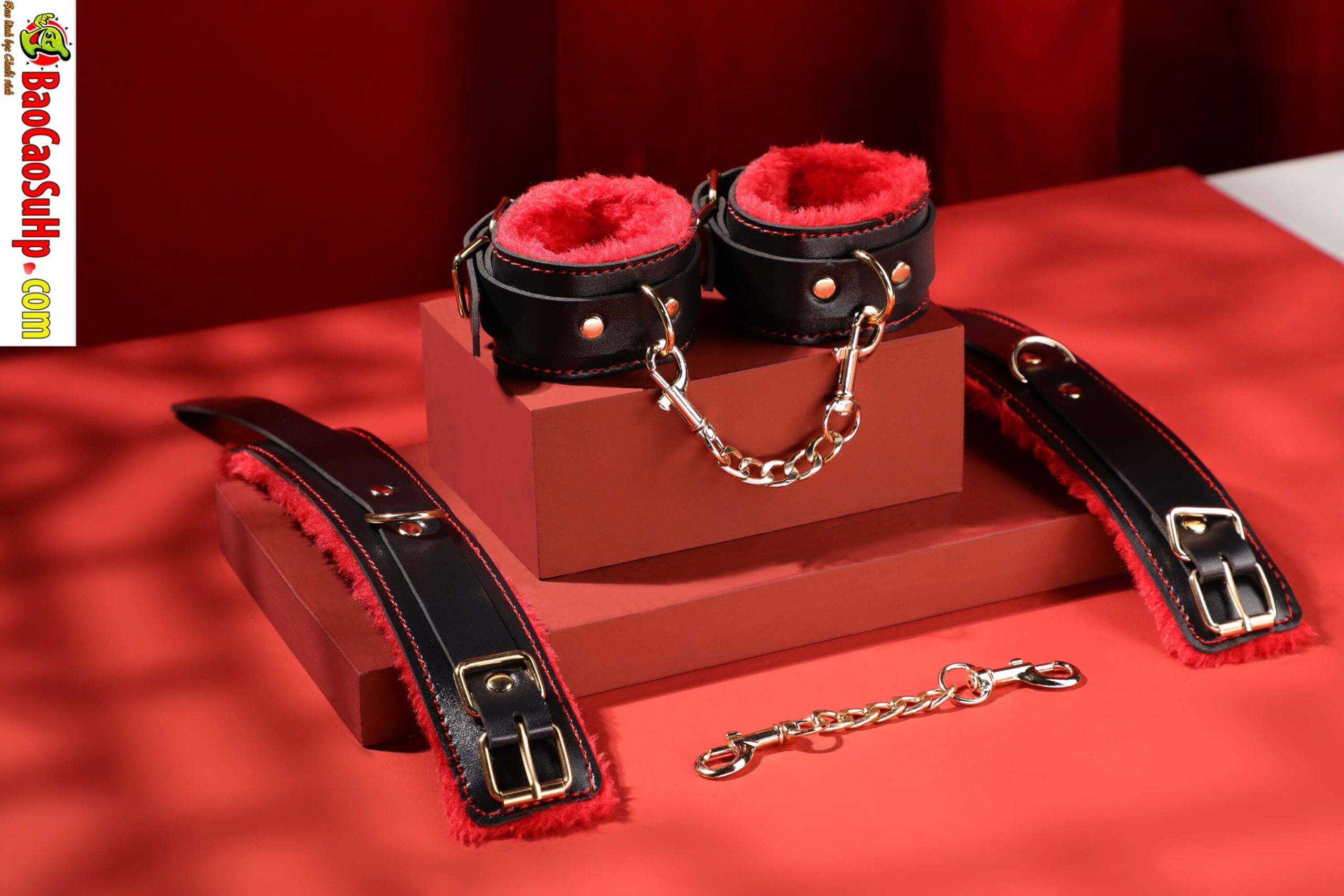 Bộ đồ chơi BDSM Mizzzee BIN002 10 món sang trọng sắc đỏ đen