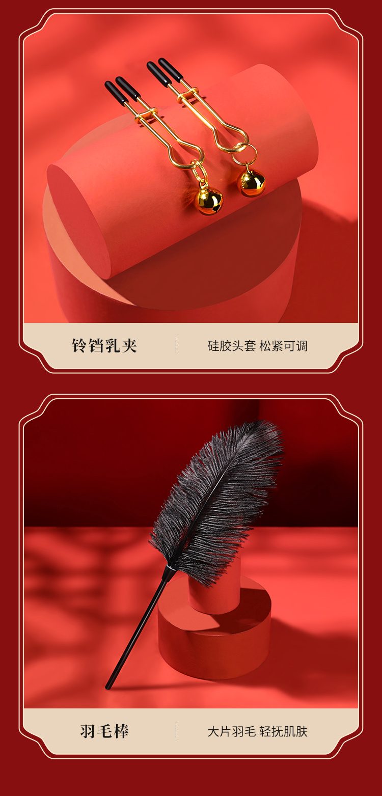Bộ đồ chơi BDSM Mizzzee BIN002 10 món sang trọng sắc đỏ đen