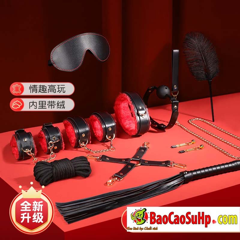 Bộ đồ chơi BDSM Mizzzee BIN002 10 món sang trọng sắc đỏ đen