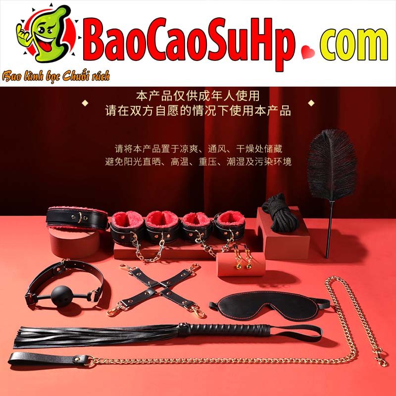 Bộ đồ chơi BDSM Mizzzee BIN002 10 món sang trọng sắc đỏ đen