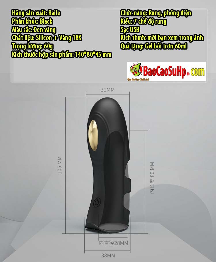  Nhập sỉ Sextoy ngón tay rung cao cấp Baile Gold 18k Electric Pegasus phóng điện loại tốt
