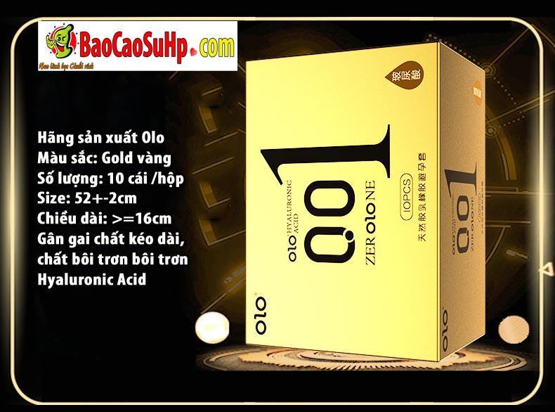 Bao cao su Olo 001 Gold siêu mỏng gân gai kéo dài 2019 chính hãng