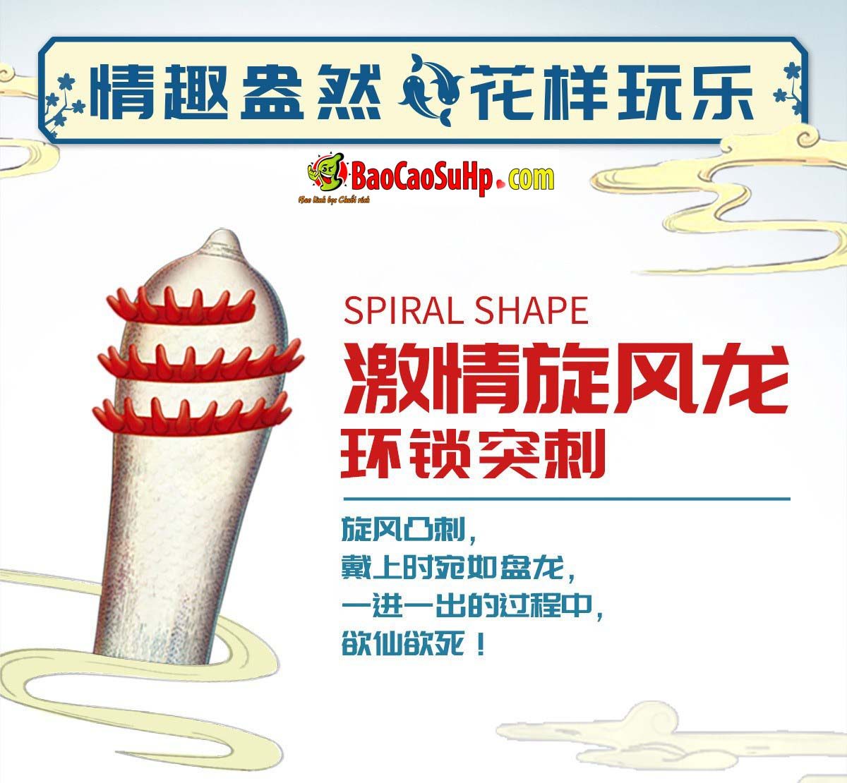 Bao Cao Su Gai Xoắn Passinote Whirl Wind Dragon Kích Thích Mạnh