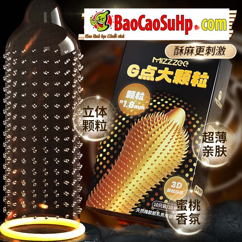 Bao cao su gai lớn 18mm siêu mỏng hương đào Mizzzee Yomahork chất lượng