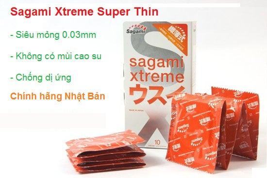 Sagami Xtreme Siêu Mỏng hộp 2 bao cao su chất lượng cao