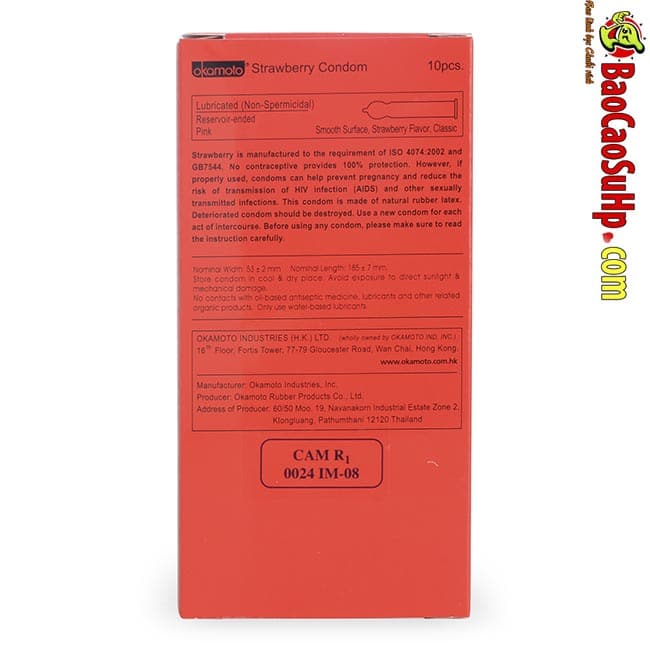 Shop bán Bao Cao Su Okamoto Skinless Skin Strawberry Ngọt ngào hương dâu cao cấp