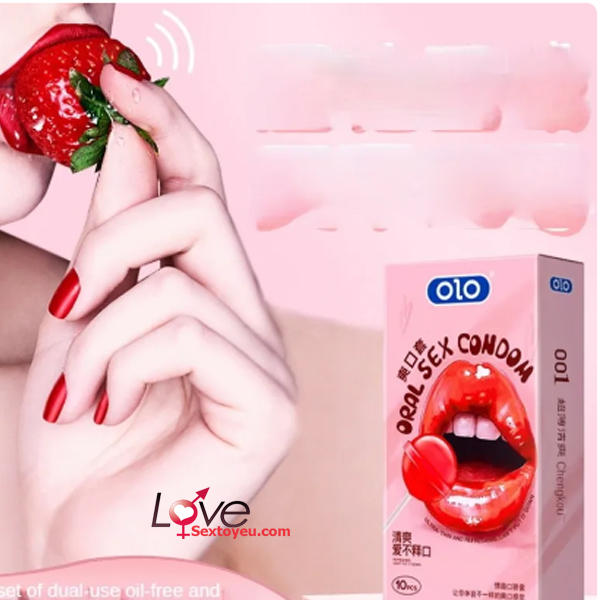 Bao cao su Olo siêu mỏng 0.01 hương dâu kích thích Oral Sex