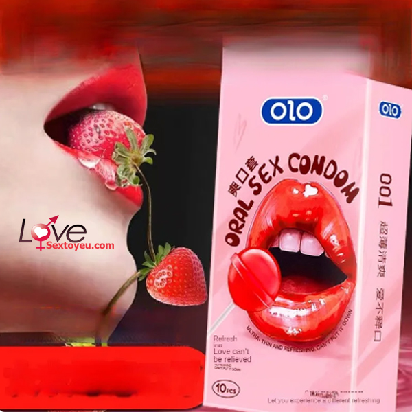 Bao cao su Olo siêu mỏng 0.01 hương dâu kích thích Oral Sex