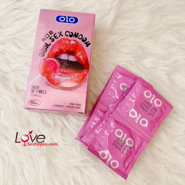 Bao cao su Olo siêu mỏng 0.01 hương dâu kích thích Oral Sex