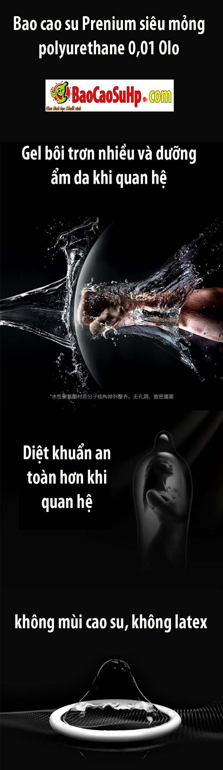 Bao cao su Olo siêu mỏng chất liệu polyurethane an toàn