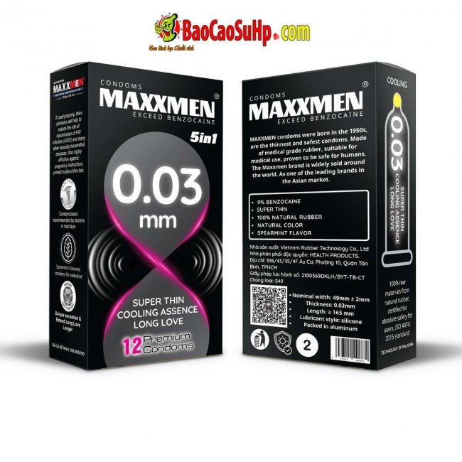 Bao Cao Su Maxman Siêu Mỏng 0.03mm Tăng Khoái Cảm 5in1