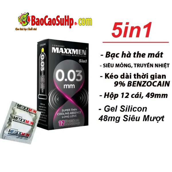 Bao Cao Su Maxman Siêu Mỏng 0.03mm Tăng Khoái Cảm 5in1