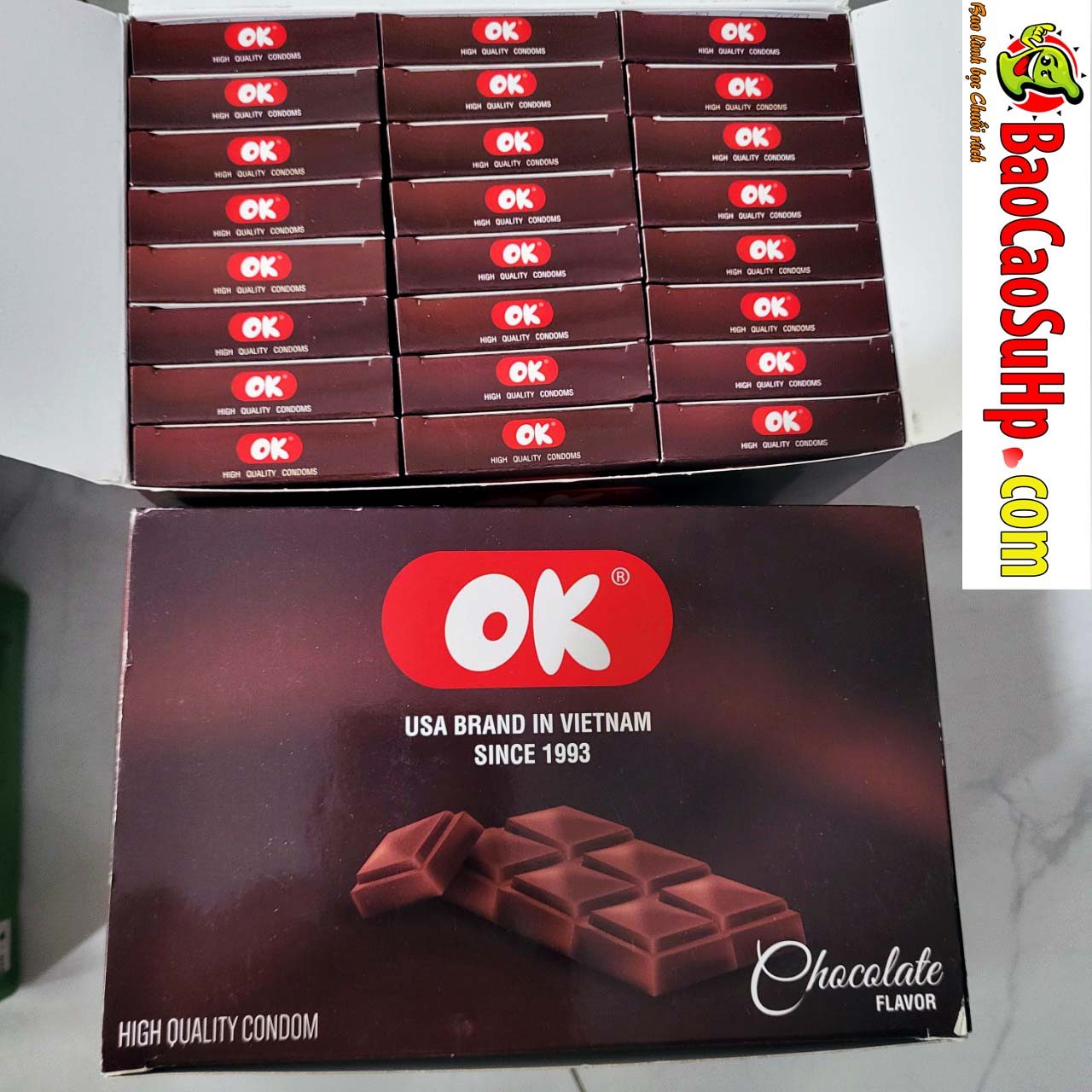  Cửa hàng bán Bao cao su Ok vị Socola ngọt ngào dành cho gia đình 144c/1 hộp hàng mới về