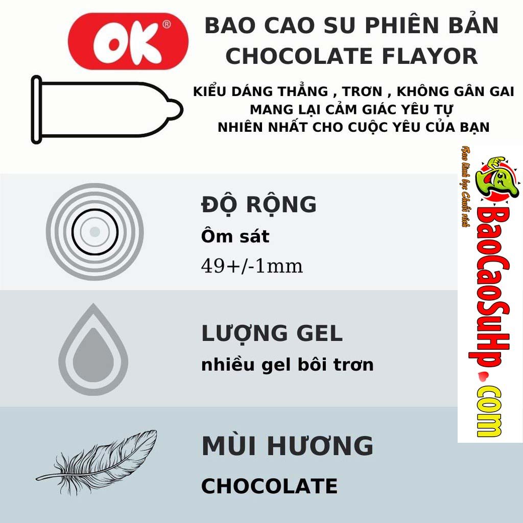  Cửa hàng bán Bao cao su Ok vị Socola ngọt ngào dành cho gia đình 144c/1 hộp hàng mới về