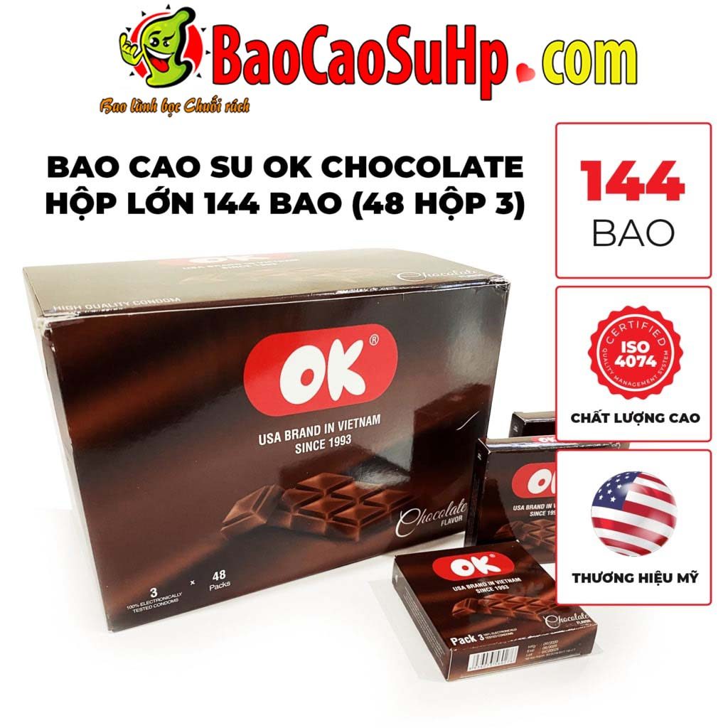  Cửa hàng bán Bao cao su Ok vị Socola ngọt ngào dành cho gia đình 144c/1 hộp hàng mới về