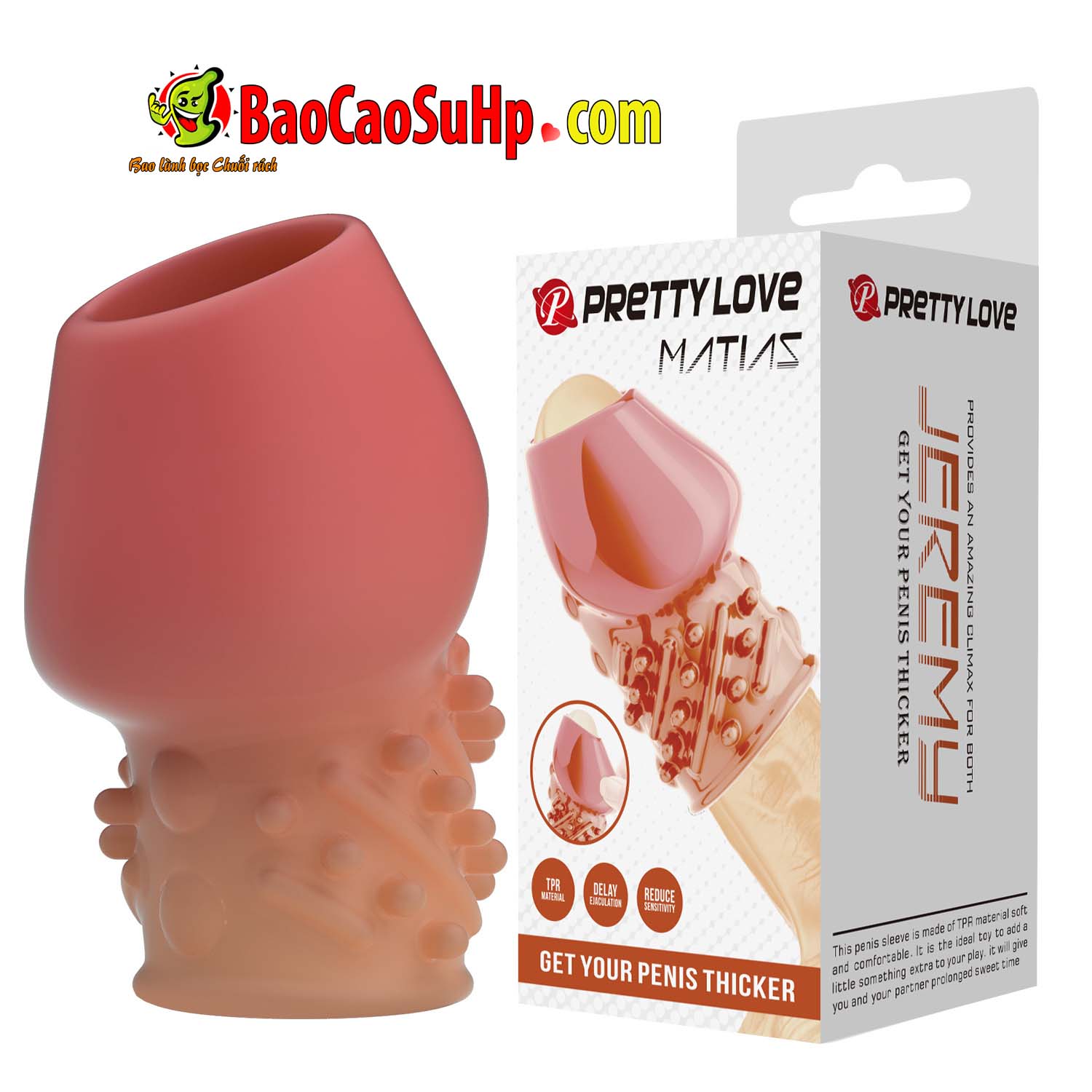 Bao cao su Prettylove BI-026248-2 gân bi 3D hở đầu siêu mềm