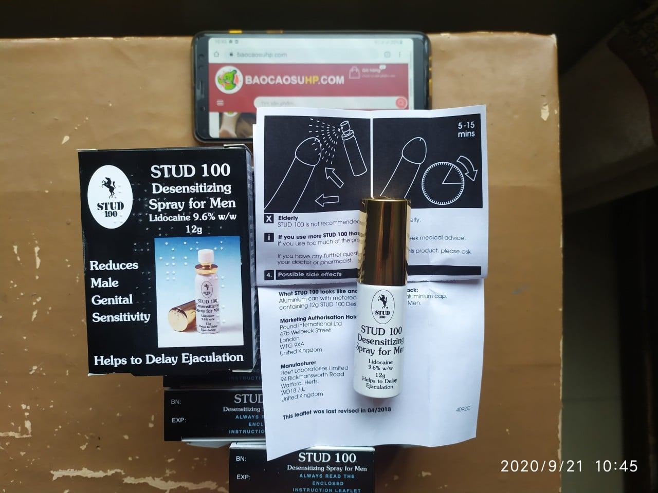 Chai xịt Stud 100 UK nắp vàng chất lượng đảm bảo mua ngay