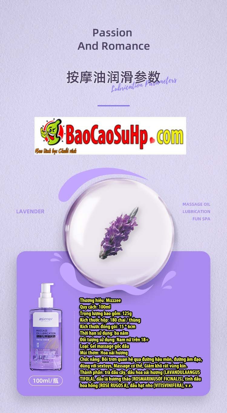 Gel massage Mizzzee Alkham cô đặc thơm mát hương oải hương