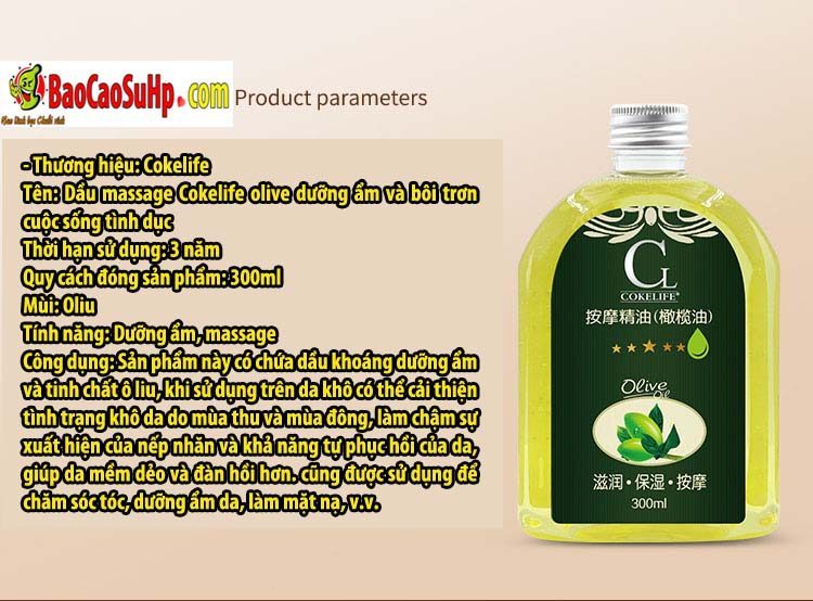  Sỉ Dầu massage Cokelife olive dưỡng ẩm và bôi trơn cuộc sống tình dục 300ml hàng mới về